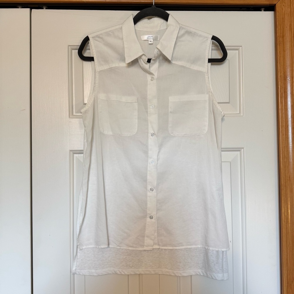 DREW women's sleeveless mixed media‎ Tencel blend blouse